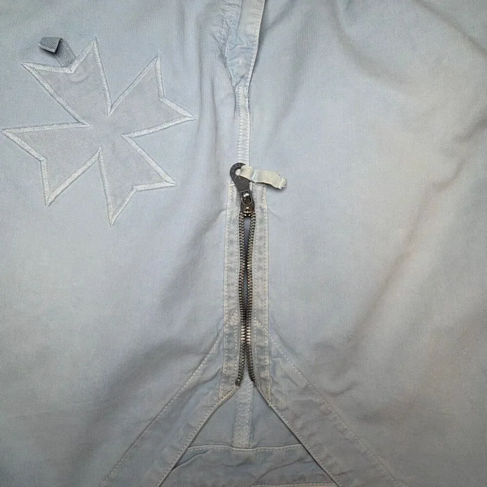 Fake London Genius Light Blue Cotton Zip Front Midi Skirt Vintage Style Boho Pun